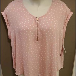 NWT Bold Elements Pink & White polka dot blouse